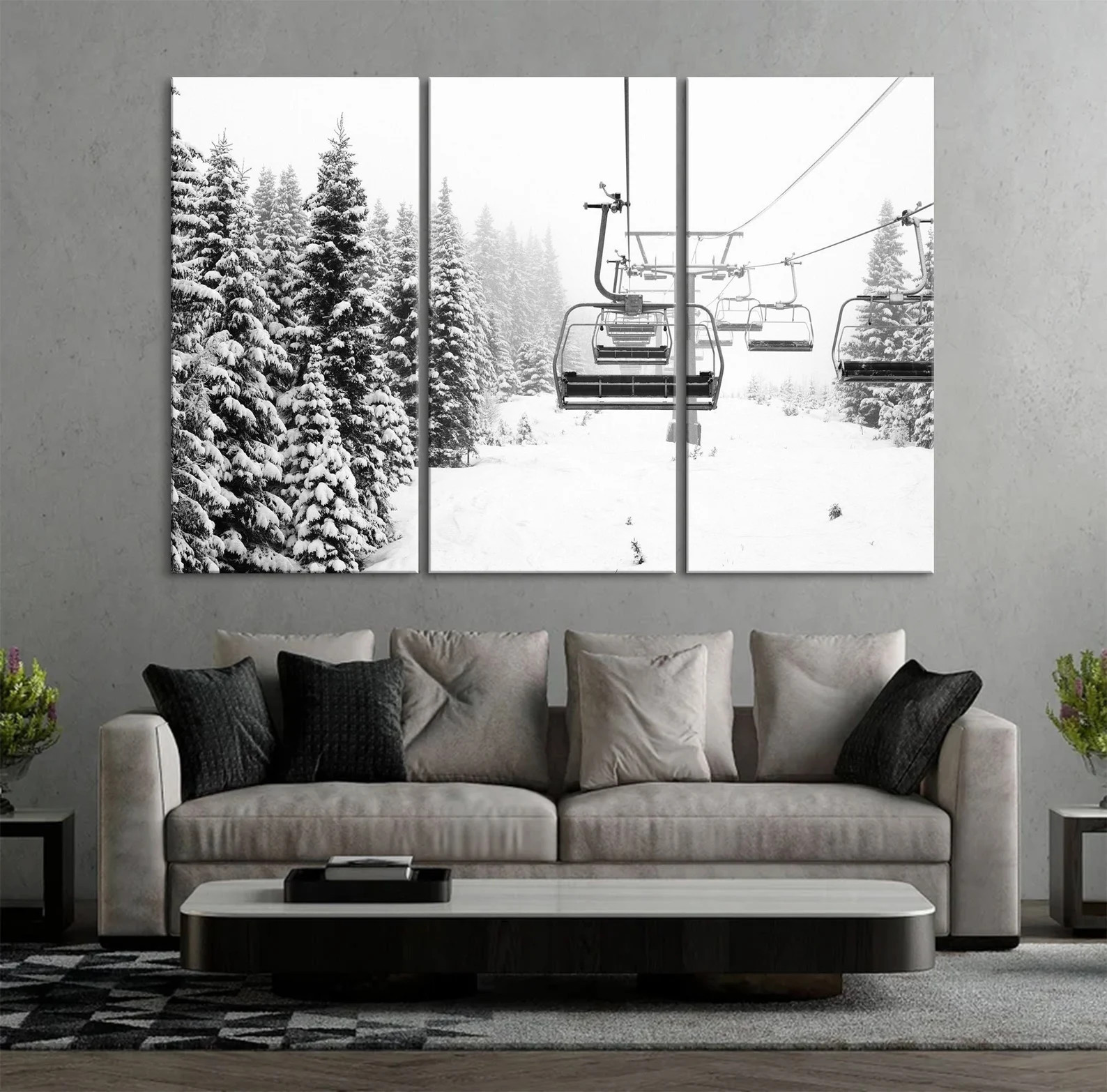 Snow Covered Spruce Trees, Ski Lift Wall Art, Mountain Art Print, Ski Lift Canvas, Skier Gift, Mo... | Etsy (US)