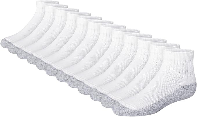 Hanes Boys' Socks Pack, Double Tough Moisture Wicking Ankle, Crew, No Show Socks, 12 & 14 Pair Pa... | Amazon (US)