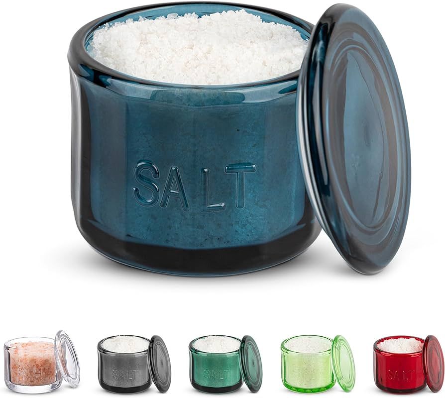KooK Glass Salt Cellar with Glass Lid, Embossed Pressed Glass, Clear Storage Container, for Coffe... | Amazon (US)
