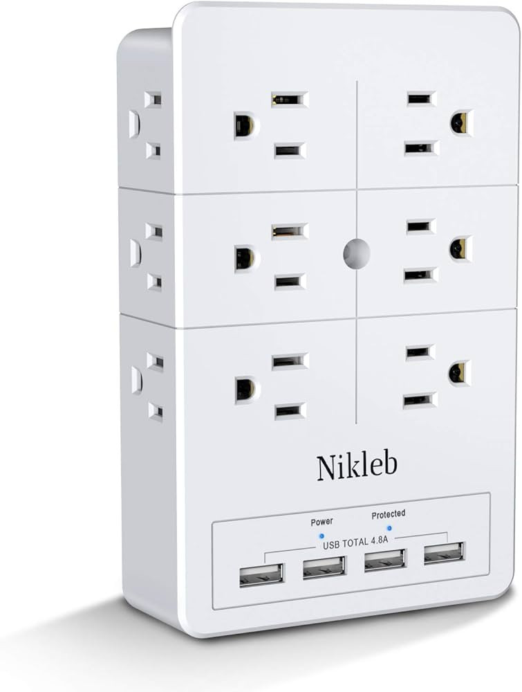 Multi Plug Outlet Surge Protector Nikleb, 12 Electrical Outlets Extender with 4 USB Charging Port... | Amazon (US)