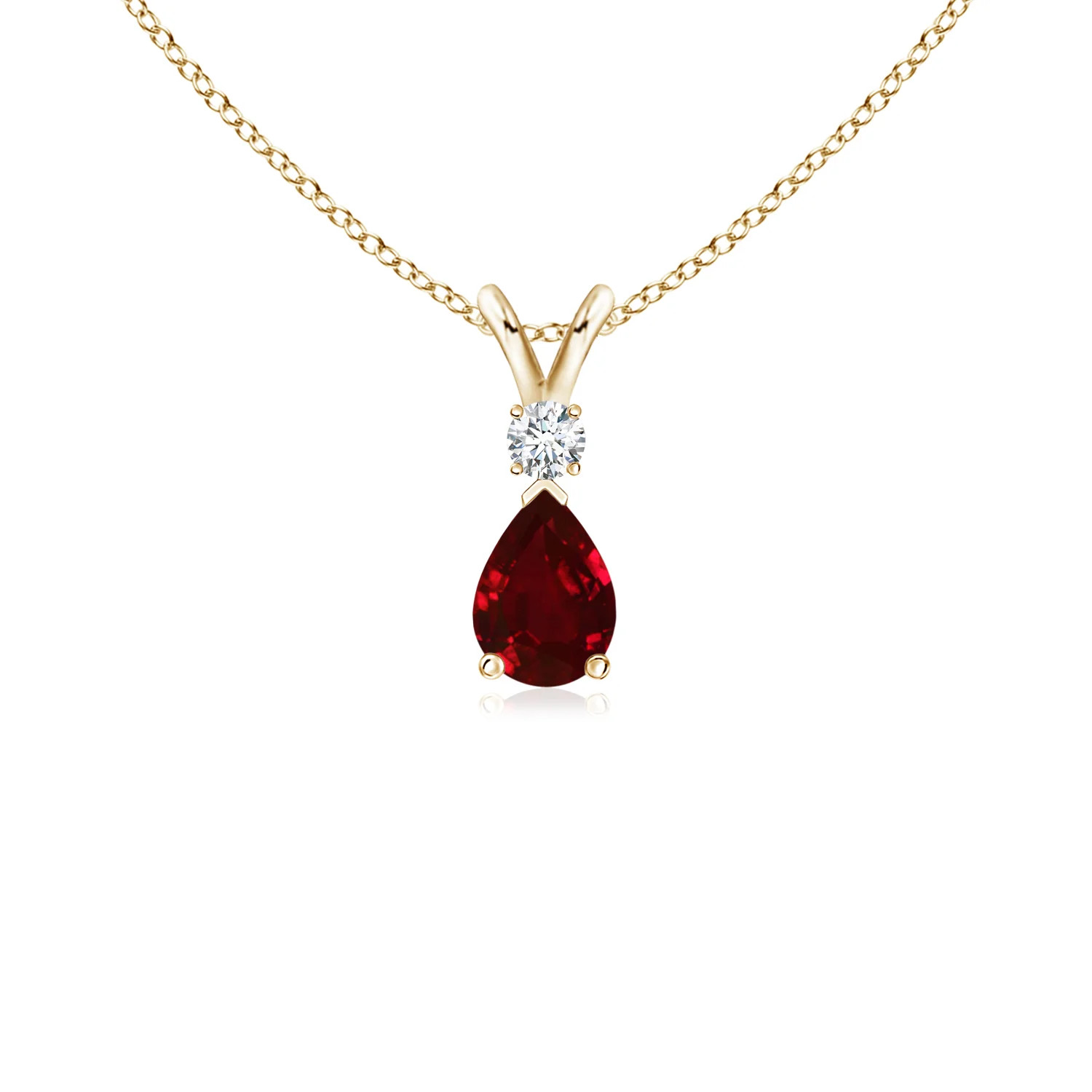 Ruby Teardrop Pendant with Diamond | Angara US