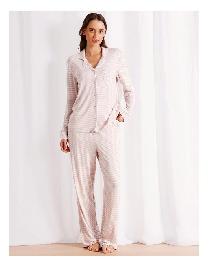 Chloe & LolaPure Comfort Long PJ Set in Violet Stripe | Myer