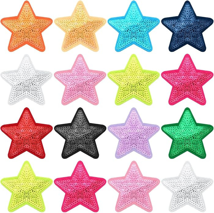 30pcs Sequin Star Iron on Patches for Clothing | Amazon (US)
