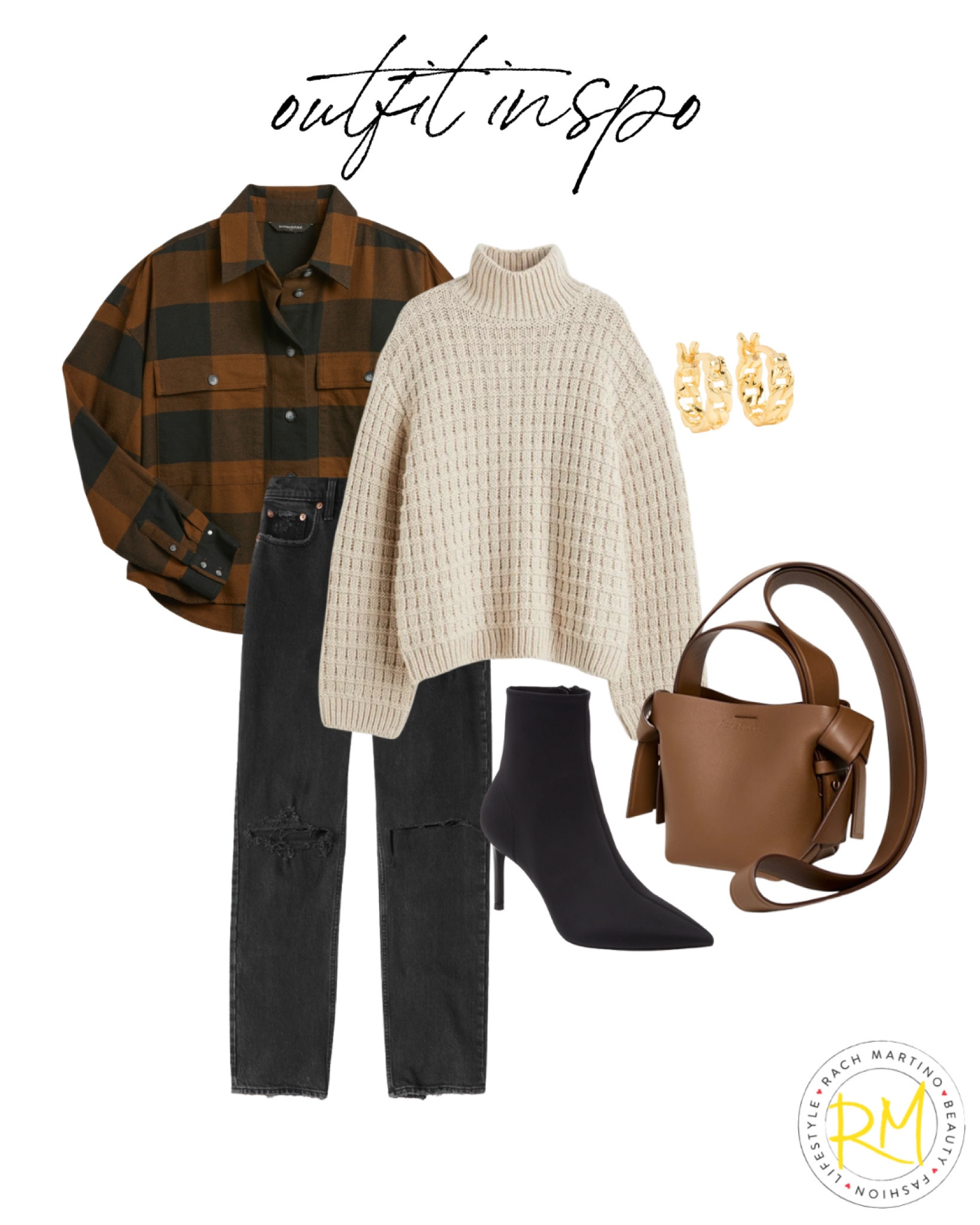 Easy winter outfit idea oversized white sweater plaid cropped flannel black jeans outfit idea  

#LTKsalealert #LTKunder50 #LTKstyletip