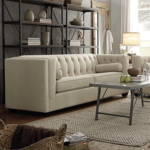 Cairns Stationary Sofa with Tufted Back and Lumbar Pillows Oatmeal | Amazon (US)