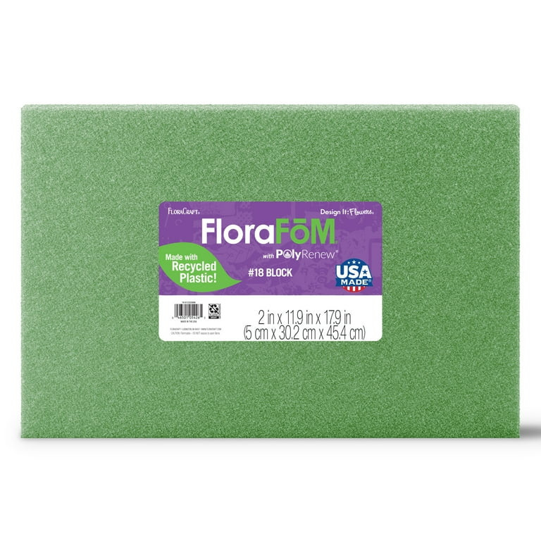 FloraCraft Foam Block 2 inch x 11.9 inch x 17.9 inch Green | Walmart (US)