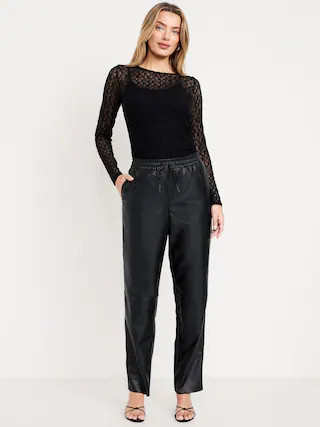 High-Waisted Billie Faux-Leather Ankle Trouser | Old Navy (CA)