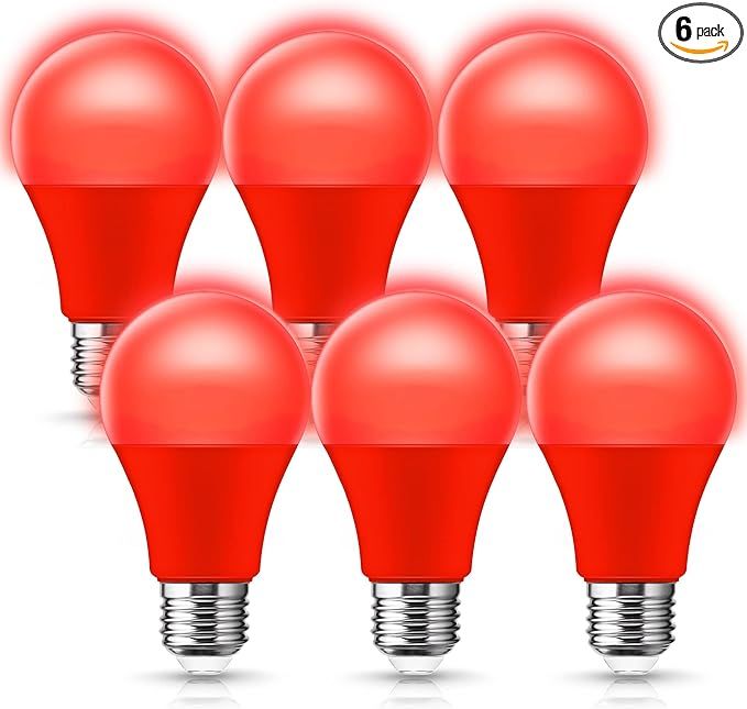 JandCase Red Light Bulb, A19 Red Colored Light Bulb, 5W(40W Equivalent), E26 Base for Porch, Home... | Amazon (US)