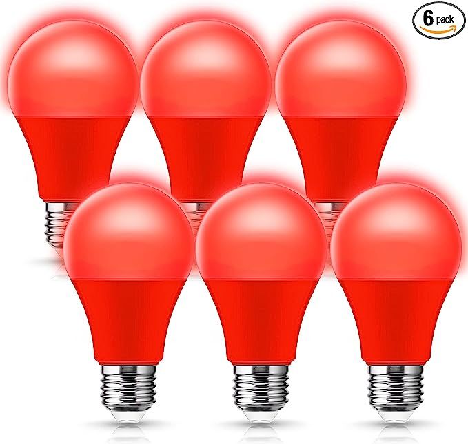 JandCase Red Light Bulb, A19 Red Colored Light Bulb, 5W(40W Equivalent), E26 Base for Porch, Home... | Amazon (US)