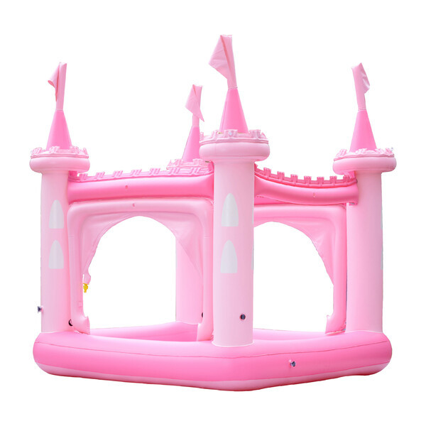 Water Fun Castle Inflatable Kiddie Pool with Pump, Pink | Maisonette