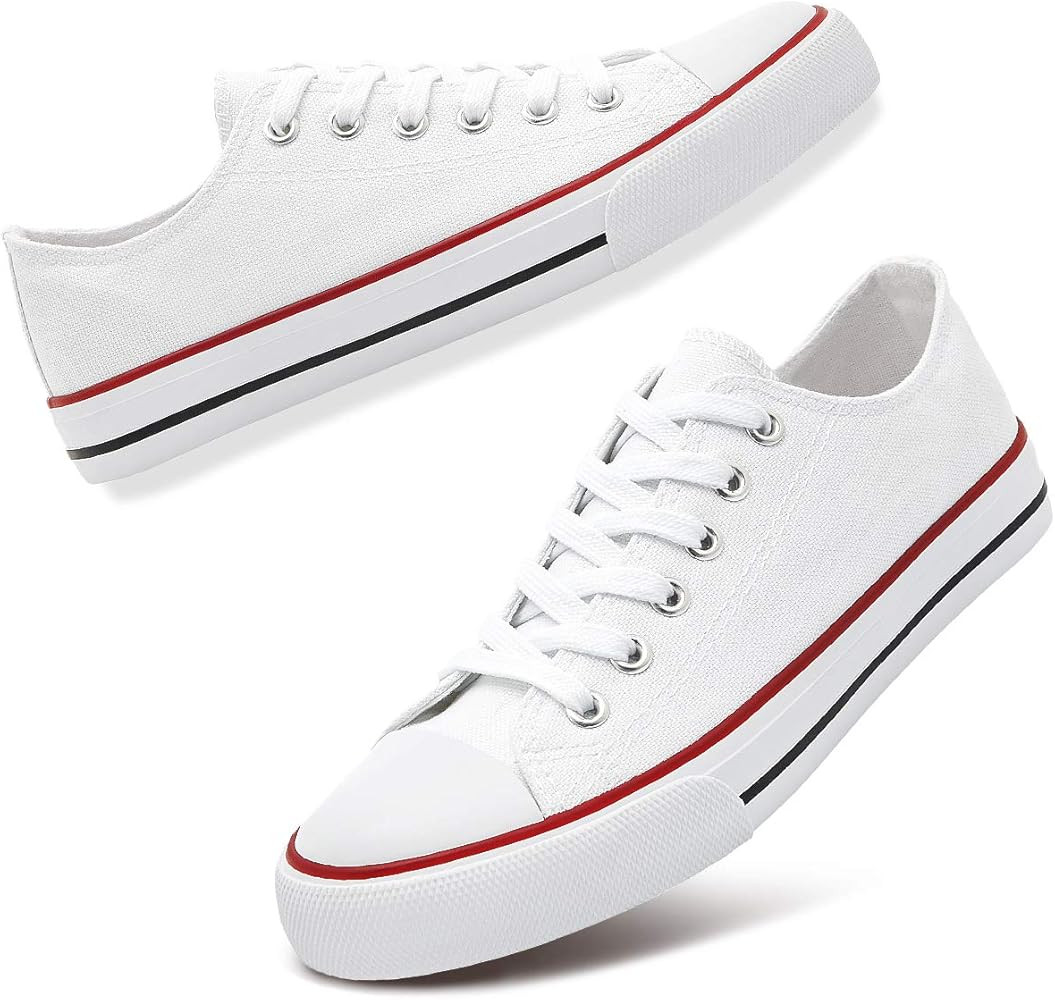 Women's Canvas Shoes Fashion Sneakers White Tennis Shoes Casual Slip on Shoes Floral Embroidered Low | Amazon (US)