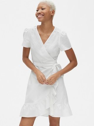 Ruffle Wrap Dress in Linen-Cotton | Gap CA