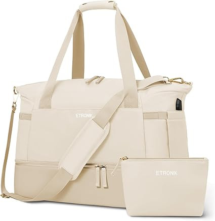 ETRONIK Gym Bag for Women, Travel Duffel Bag with USB Charging Port, Weekender Overnight Bag with... | Amazon (US)