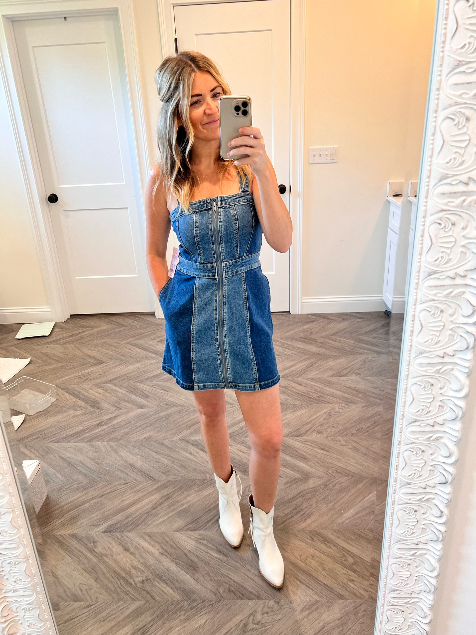 Denim pinafore hot sale dress target