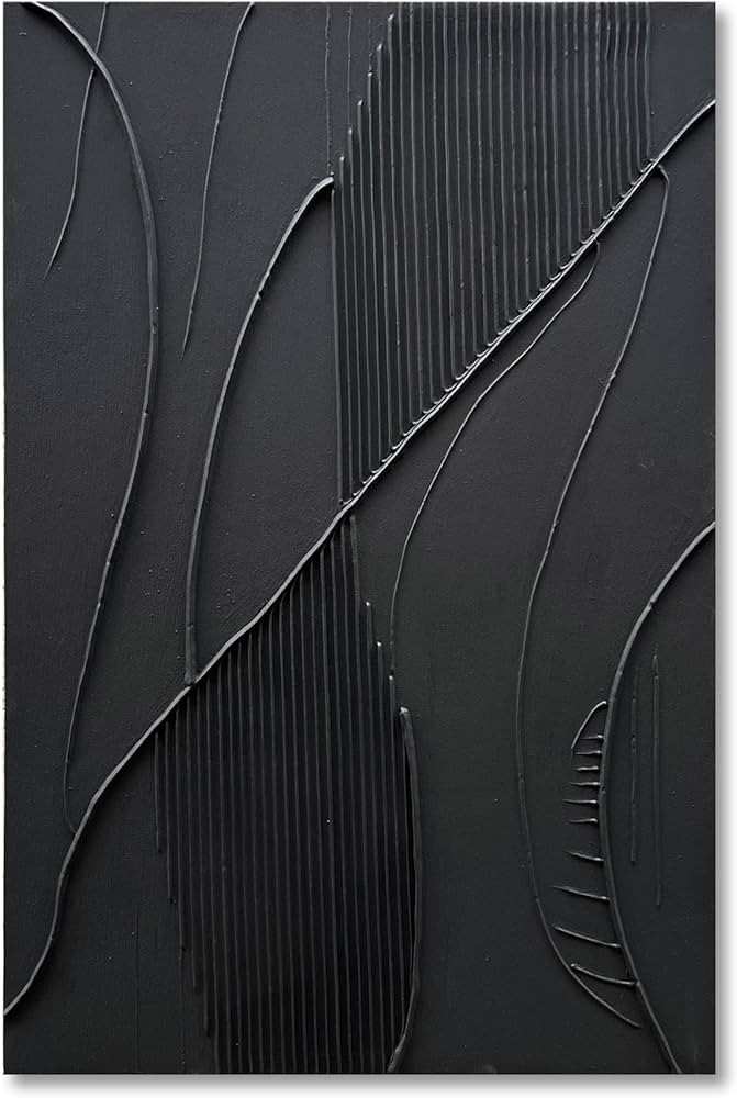 NANKAI Art Hand-Painted Modern Minimalist Abstract Art Black Texture Oil Painting Large Home Wall... | Amazon (US)
