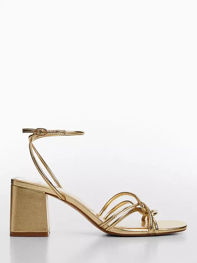 MangoLuan Strappy Heeled Sandals, Gold | John Lewis (UK)