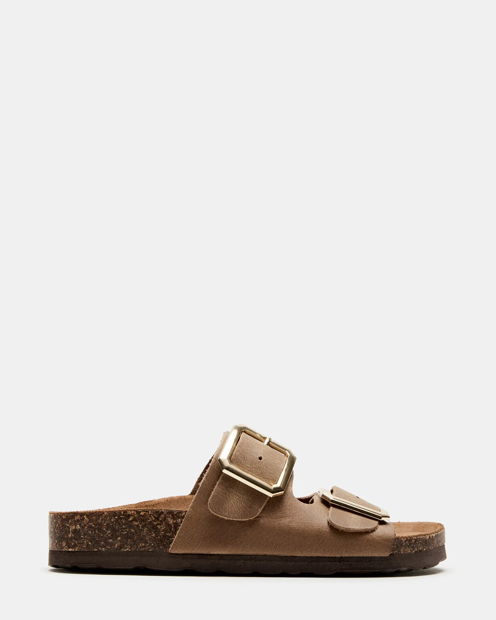 JESSE Beige Leather Footbed Slide | Women's Sandals | Steve Madden (US)