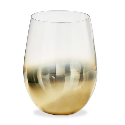 tag Glitz Stemless Wine Glasses 18oz Gold Drinkware for Bar and Christmas 3.5in x 3.5in x 5in Hand Wash Only | Target