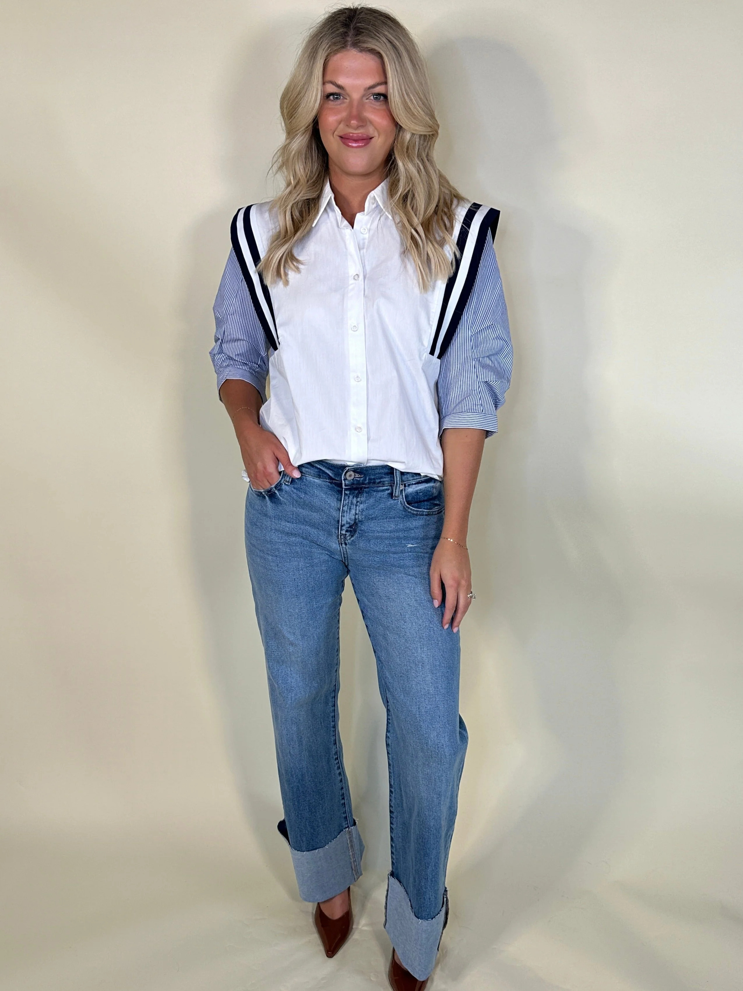 The Harper Contrast Stripe Button-Up | Ardire Collection