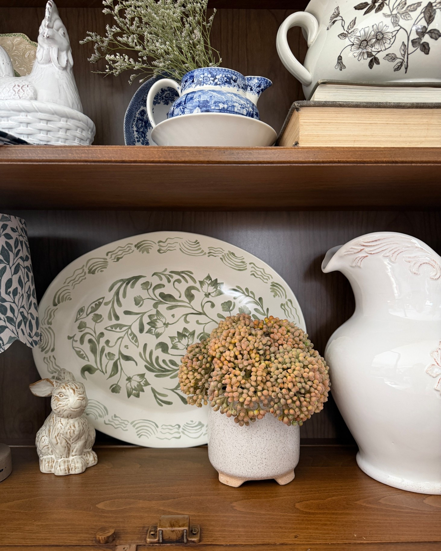 China cabinet spring decor thrift cottage 