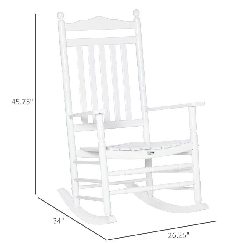 Outsunny Traditional Wooden High-Back Rocking Chair for Porch, Indoor/Outdoor | Wayfair North America