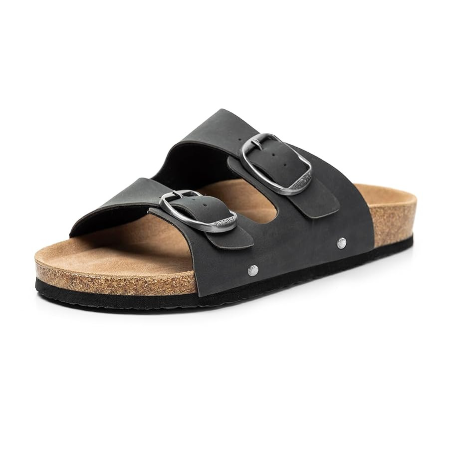 FITORY Womens Flat Sandals with Cork Footbed, Open Toe Slides Adjustable Slip On Slippers for Sum... | Amazon (US)