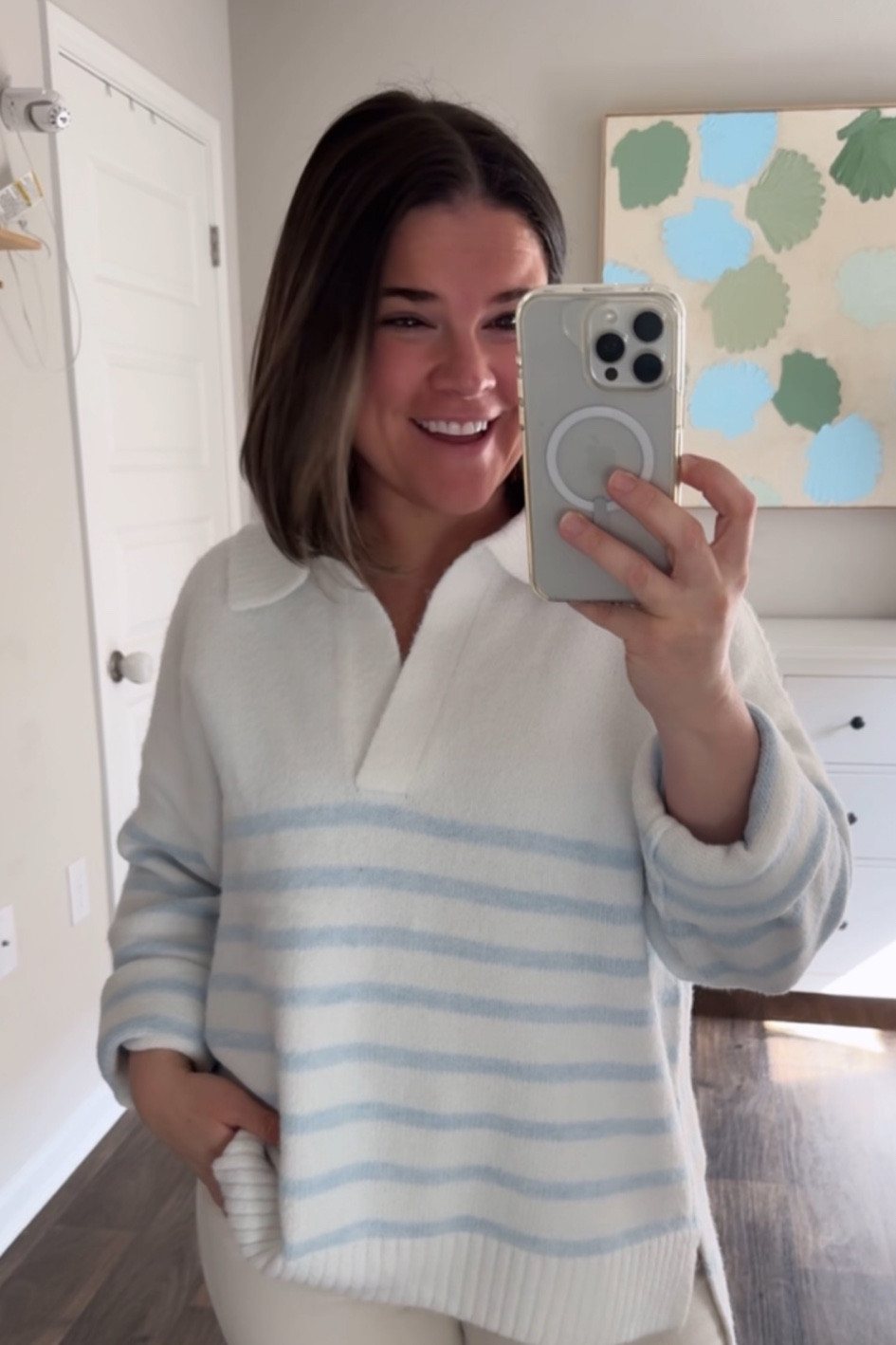 The best @target sweater!! Blue & white stripe can never go out of style 🤍 #targetstyle