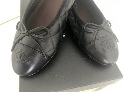 100% AUTH TIMELESS $795 CLASSIC CHANEL QUILTED BALLERINA FLATS 37.5  | eBay | eBay US