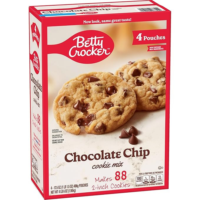 Betty Crocker Chocolate Chip Cookie Mix, 4 Pouches, Makes 88 Cookies, 4 lb. 6 oz. | Amazon (US)