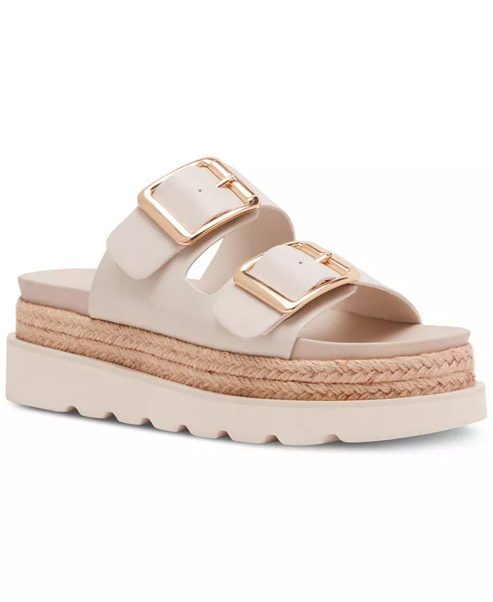 Madden Girl Mythiccal Slip-On Buckled Banded Platform Raffia Sandals - Macy's | Macy's