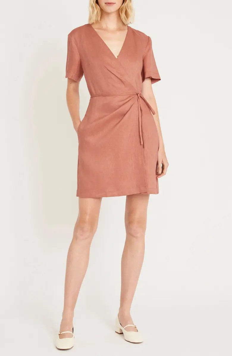 Ivy Linen Wrap Minidress | Nordstrom