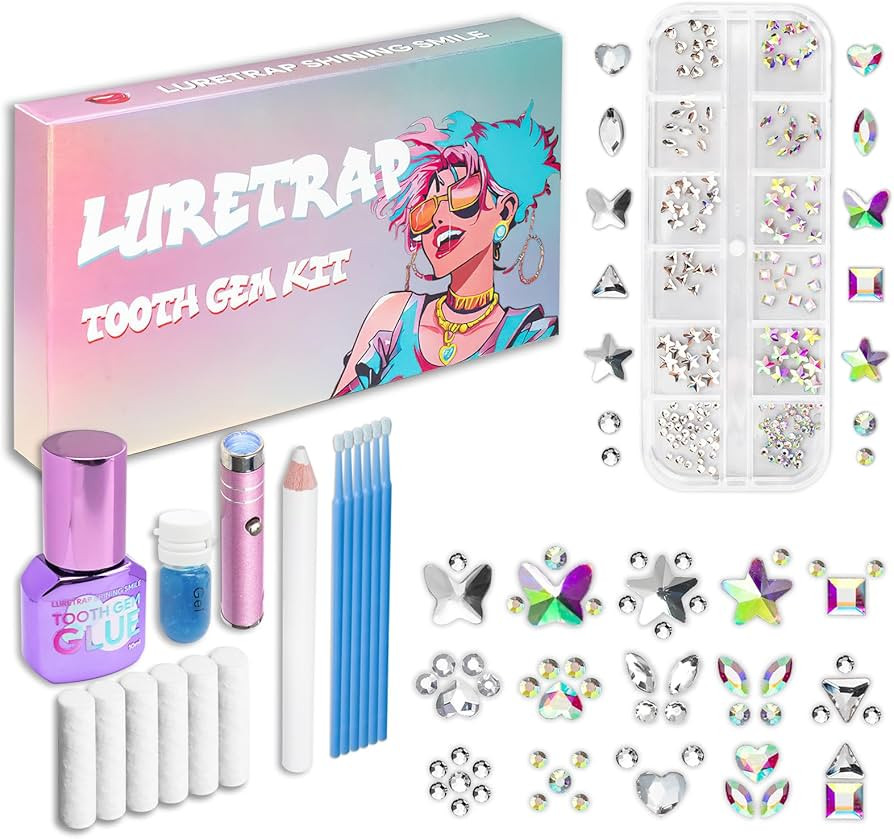 Luretrap Y2K Trendy 30 Pieces Crystal Tooth Gem Kit - Unleash Your Sparkly Smile | Amazon (US)