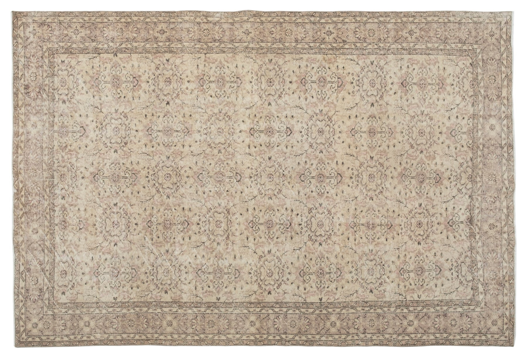 6'11" x 10'2" Vintage Distressed Rug, Beige - Elvona | Revival Rugs Inc