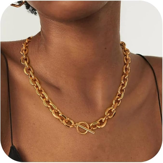 Chunky Gold Necklace, Thick Luxurious and Fashionable Clavicle Gold Chain Necklace for Women Tren... | Amazon (US)