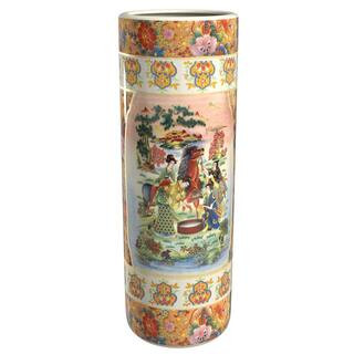 Oriental Furniture 24 in. Rose Medallion Horse in Meadow Porcelain Umbrella Stand | The Home Depot