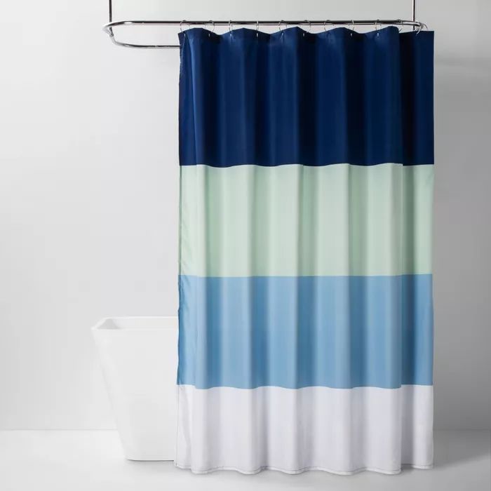 Microfiber Colorblock Large Striped Shower Curtain - Room Essentials™ | Target