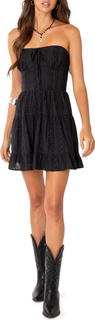 Liora Strapless Embroidered Eyelet Cotton Minidress | Nordstrom