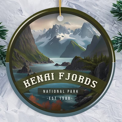 Kenai Fjords National Park Retro Style Ornament, Alaska USA Tourist Attraction and Gift  3 | Target