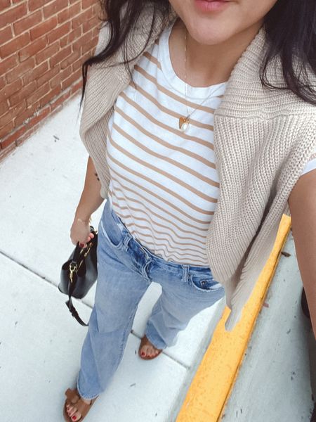 A casual look for a mid-week dinner downtown. I wore tees all throughout summer and I can still wear them into Fall as long as I have a sweater thrown on 😉 

#LTKfindsunder100 #LTKfindsunder50 #LTKstyletip