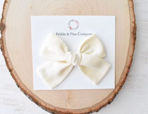 Ivory Off-White Hair Bow, Dainty Baby Bow, Baby Headband, White Baby Bow, Gauze Hair Bow, Off Whi... | Etsy (US)