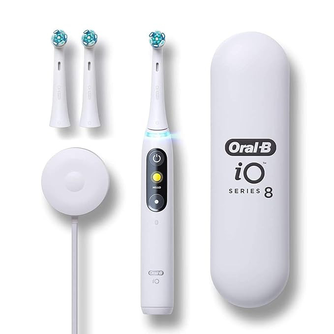 Oral-B iO Series 8 Electric Toothbrush with 2 Replacement Brush Heads, White Alabaster | Amazon (US)