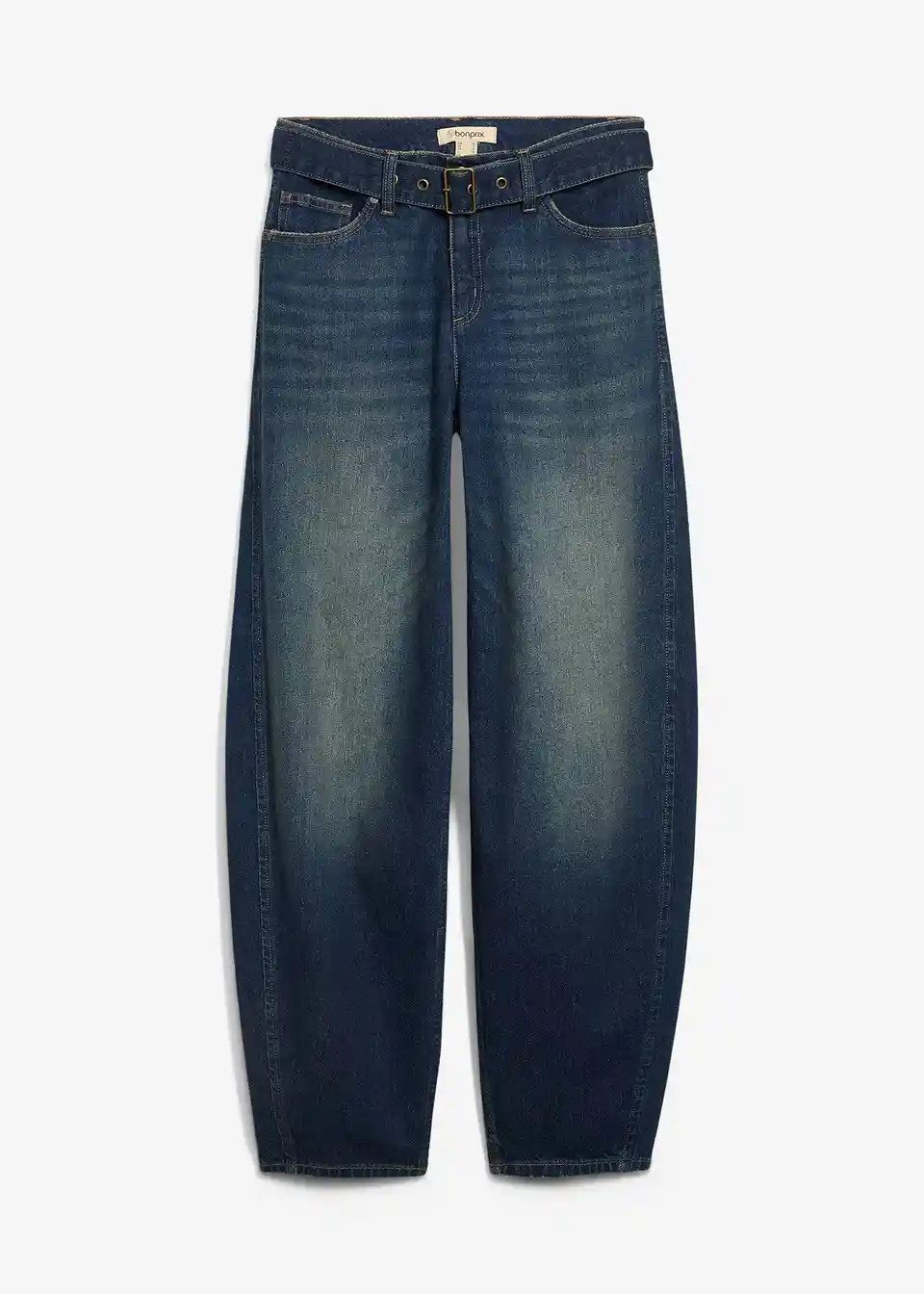 Barrel-Jeans Mid Waist mit Gürtel | Bonprix DE