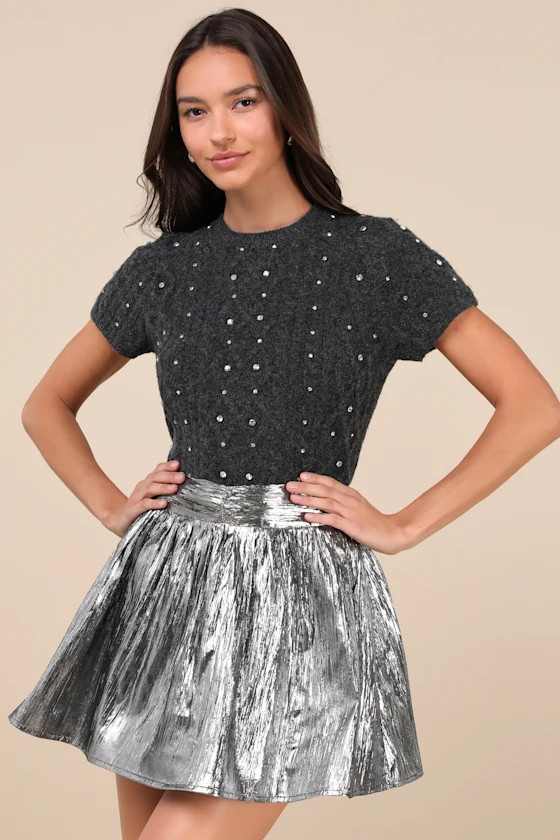 Celebrated Shine Silver Metallic Mini Skirt | Lulus