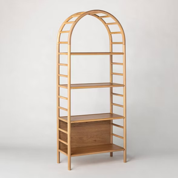 Holladay Curved Wooden Bookshelf Brown - Threshold™ designed with Studio McGee | Target