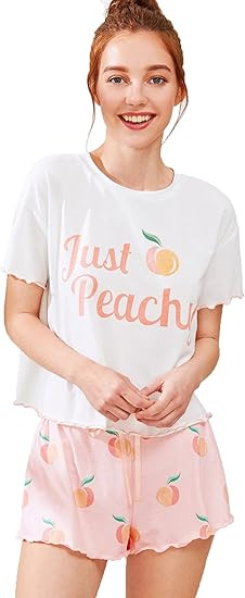 Milumia Women Graphic Letter Print Short Sleeve Tee Tops and Shorts Cute Sleepwear Loungewear Paj... | Amazon (US)