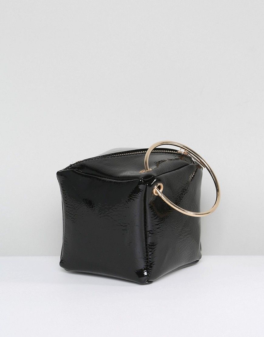 ASOS Patent Cube Grab Handle Clutch bag - Black | ASOS US