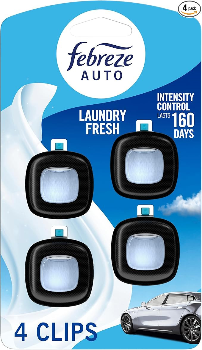 Febreze Car Air Freshener Vent Clip Laundry Fresh Scent, .07 oz. Car Vent Clip, Pack of 4 | Amazon (US)