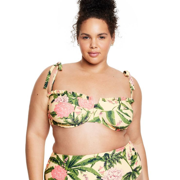 Women's Peony Botanical Print Underwire Bikini Top - Agua Bendita x Target Blush/Cream | Target