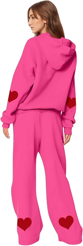 Gumipy Sweatsuits Women 2 Piece Outfit Bow Graphic Cute Hoodies Matching Wide Leg Sweatpants Loun... | Amazon (US)