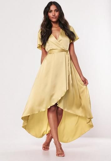 Lemon High Low Wrap Midi Dress | Missguided (US & CA)